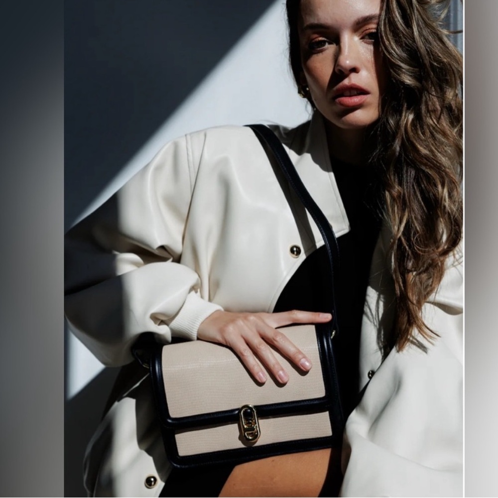 Jules Kae Mia Vegan Leather Crossbody Bag - Black and Tan